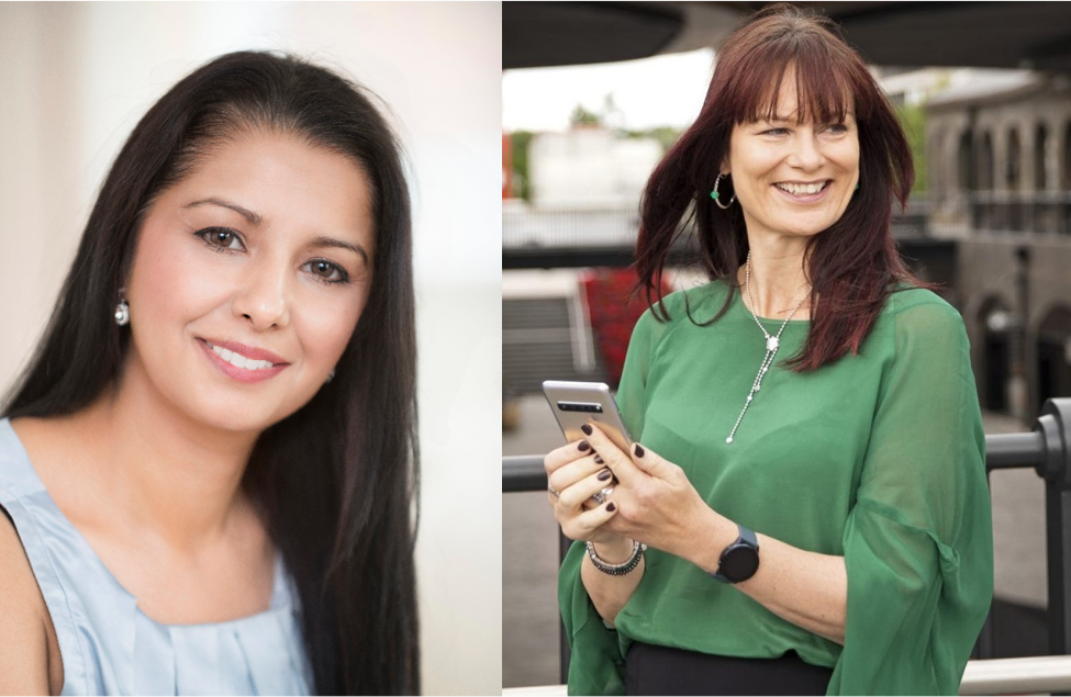 Two women smiling